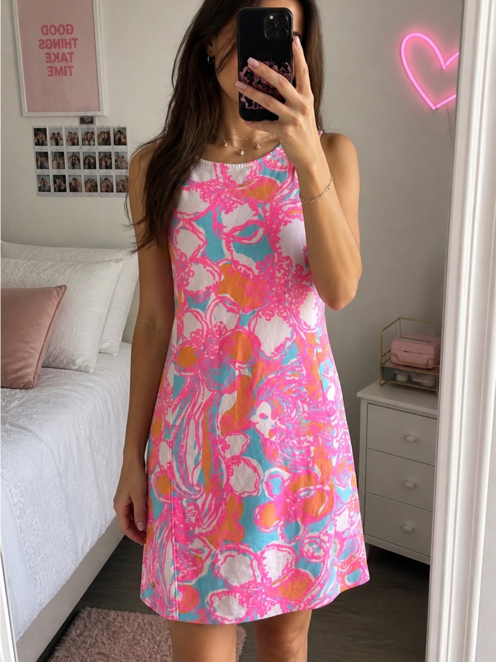 Lilly Pulitzer Pink, Aqua & Orange Floral Dress